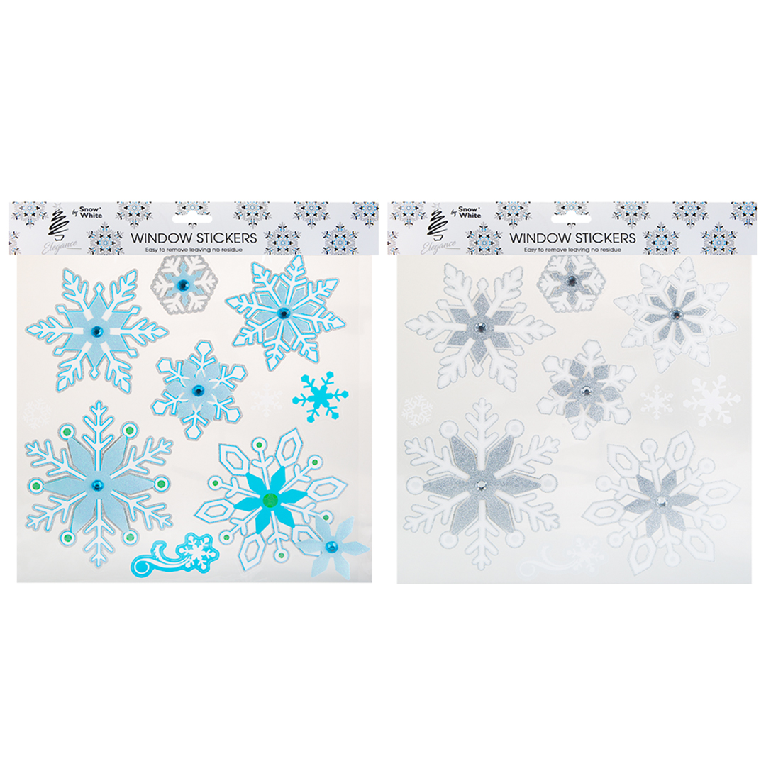 Sequin Detail Snowflake Christmas Window Stickers Sheet