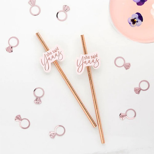 Rose Gold She Said Yaaas Hen Party Foil Paper Straws - Pack of 20 Product Gallery Image