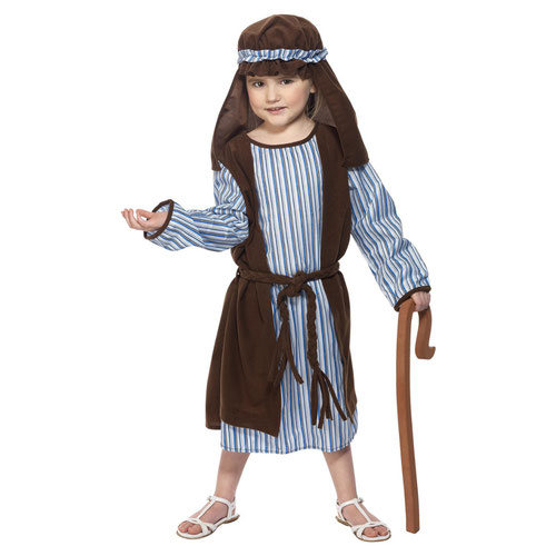 Shepherd Blue & Brown Christmas Fancy Dress Costume Kids Unisex Small - Age 4-6 Product Gallery Image