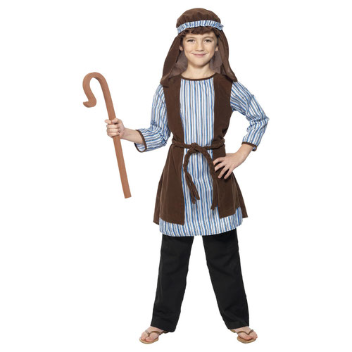 Shepherd Blue & Brown Christmas Fancy Dress Costume Kids Unisex Small - Age 4-6 Product Gallery Image