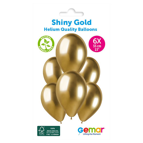 Shiny Gold Bio Latex Balloons 33cm / 13 in - Pack of 6 Product Gallery Image