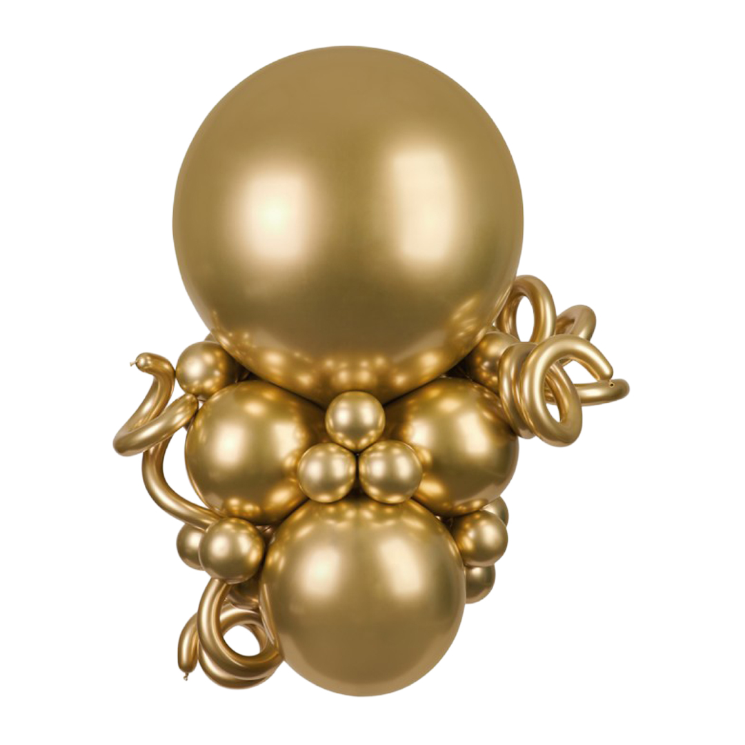 Shiny Gold Modelling 260 Latex Balloons - Pack of 50 View 2