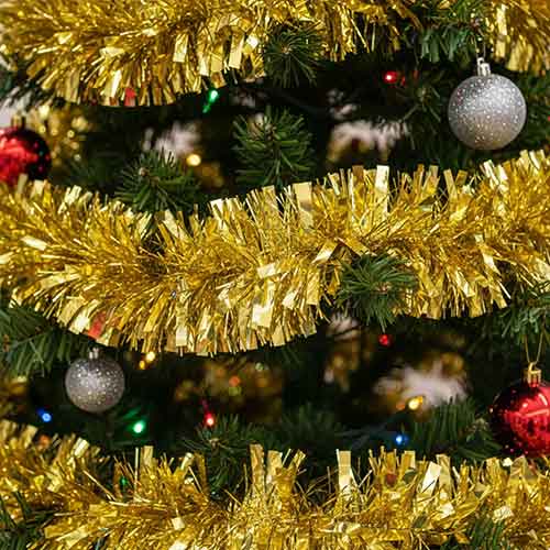 Shiny Gold Thick and Thin Christmas Tinsel 2m Product Gallery Image