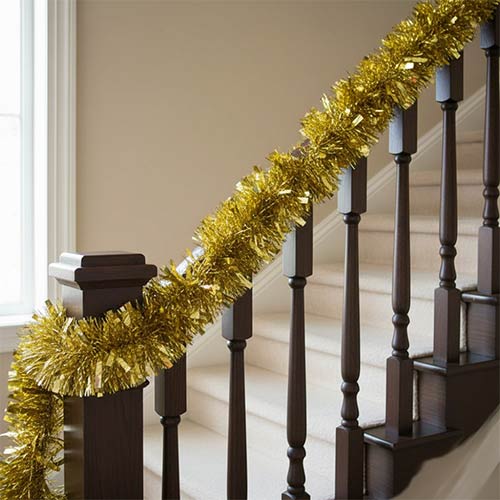 Shiny Gold Thick and Thin Christmas Tinsel 2m