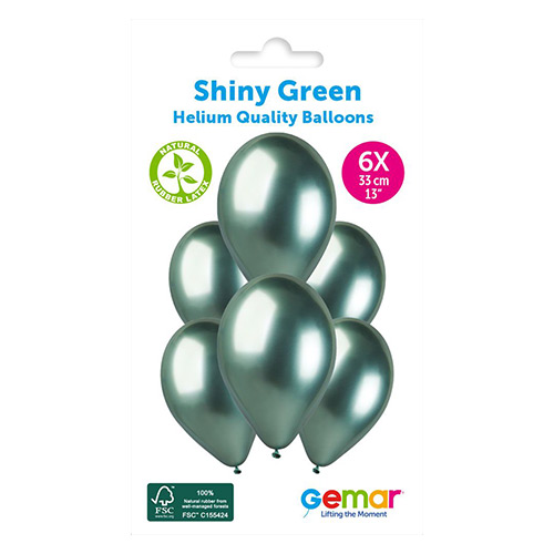 Shiny Green Bio Latex Balloons 33cm / 13 in - Pack of 6 Product Gallery Image