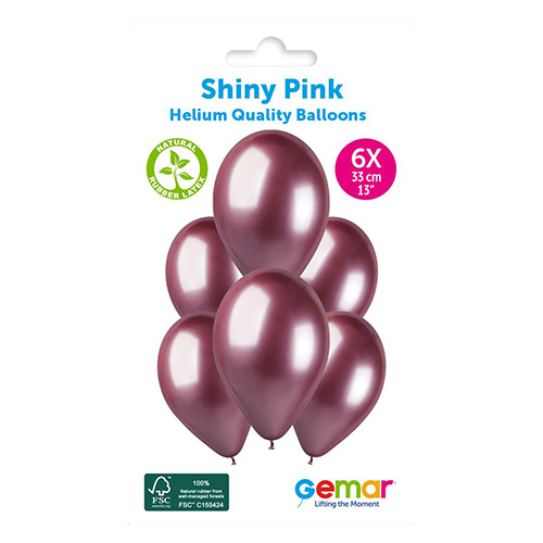 Shiny Pink Bio Latex Balloons 33cm / 13 in - Pack of 6 Product Gallery Image