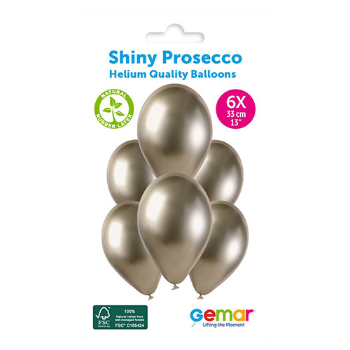 Shiny Prosecco Gold Bio Latex Balloons 33cm / 13 in - Pack of 6 Product Gallery Image