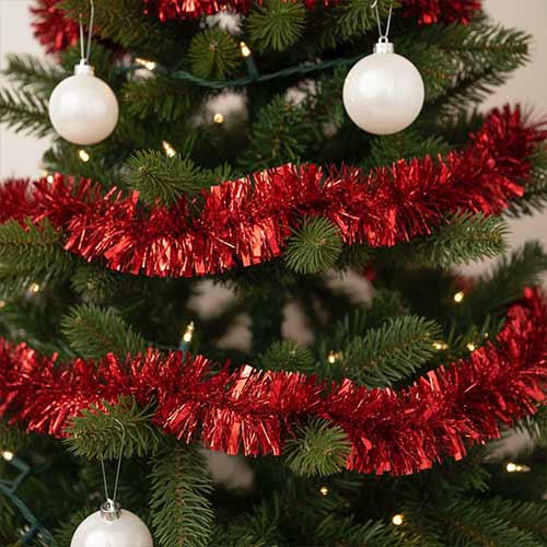 Shiny Red Thick and Thin Christmas Tinsel 2m Product Gallery Image
