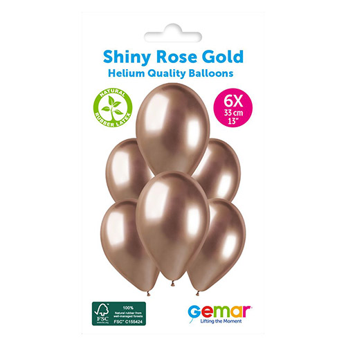 Shiny Rose Gold Bio Latex Balloons 33cm / 13 in - Pack of 6 Product Gallery Image