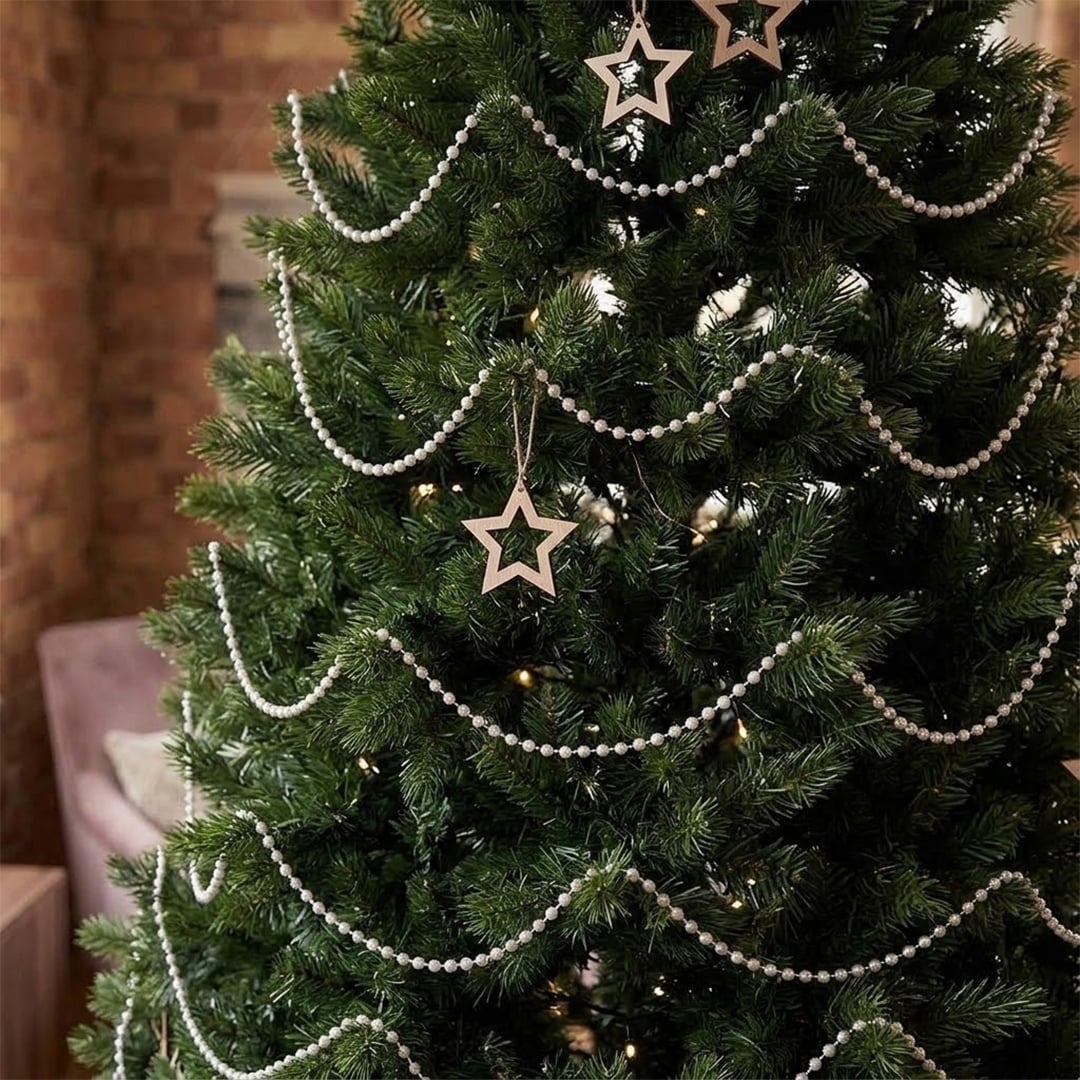 Shiny Silver Beaded Chain Christmas Garland Decoration 10m
