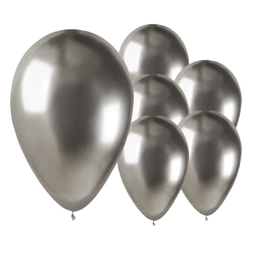 Shiny Silver Bio Latex Balloons 33cm / 13 in - Pack of 50