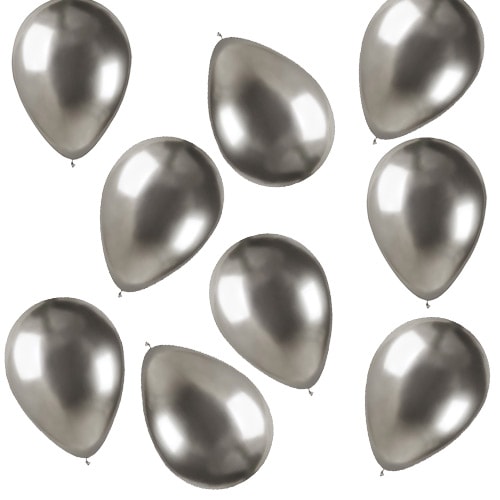 Shiny Silver Biodegradable Mini Latex Balloons 13cm / 5 in - Pack of 50 Product Image