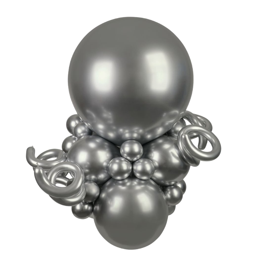 Shiny Silver Modelling 260 Latex Balloons - Pack of 50 View 2