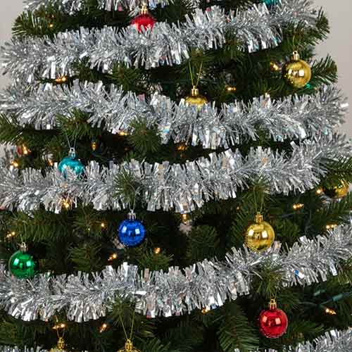 Shiny Silver Thick and Thin Christmas Tinsel 2m Product Gallery Image