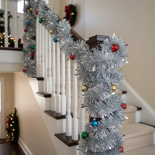 Shiny Silver Thick and Thin Christmas Tinsel 2m