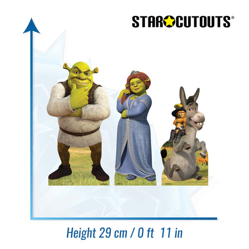 Shrek| Princess Fiona| Puss in Boots & Donkey Table Top Cardboard Cutouts - Pack of 3 Product Gallery Image