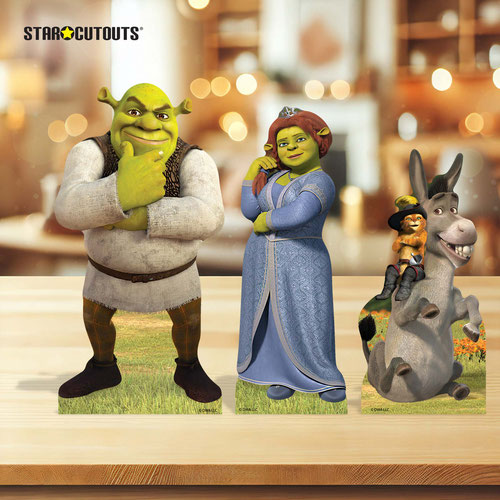 Shrek| Princess Fiona| Puss in Boots & Donkey Table Top Cardboard Cutouts - Pack of 3 Product Gallery Image