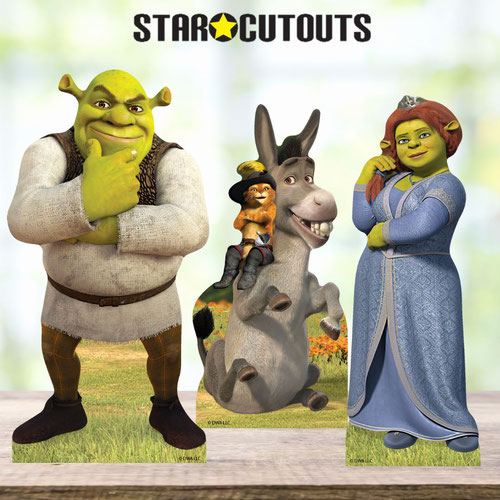 Shrek| Princess Fiona| Puss in Boots & Donkey Table Top Cardboard Cutouts - Pack of 3 Product Gallery Image