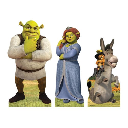 Shrek| Princess Fiona| Puss in Boots & Donkey Table Top Cardboard Cutouts - Pack of 3