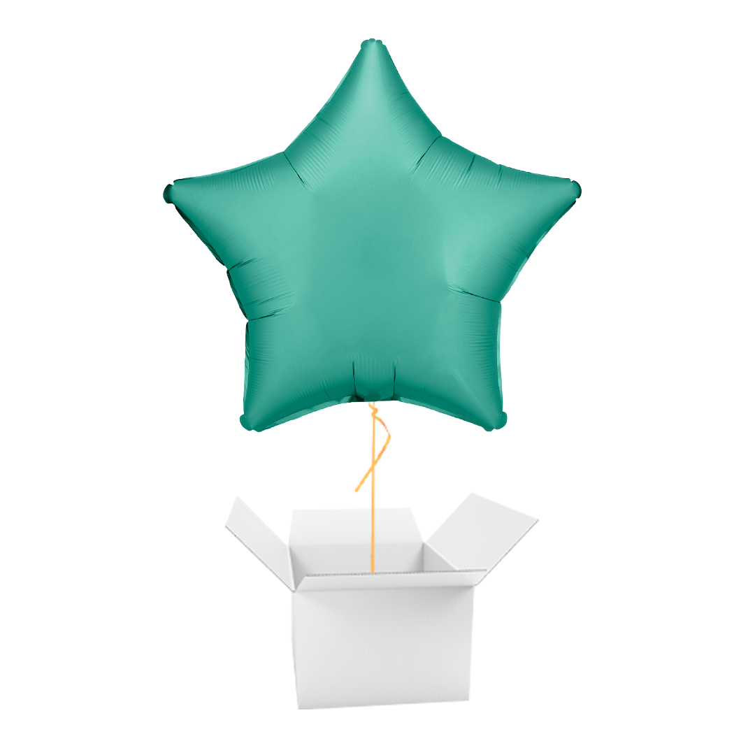 Silk Lustre Jade Green Star Foil Balloon - Inflated Balloon In A Box