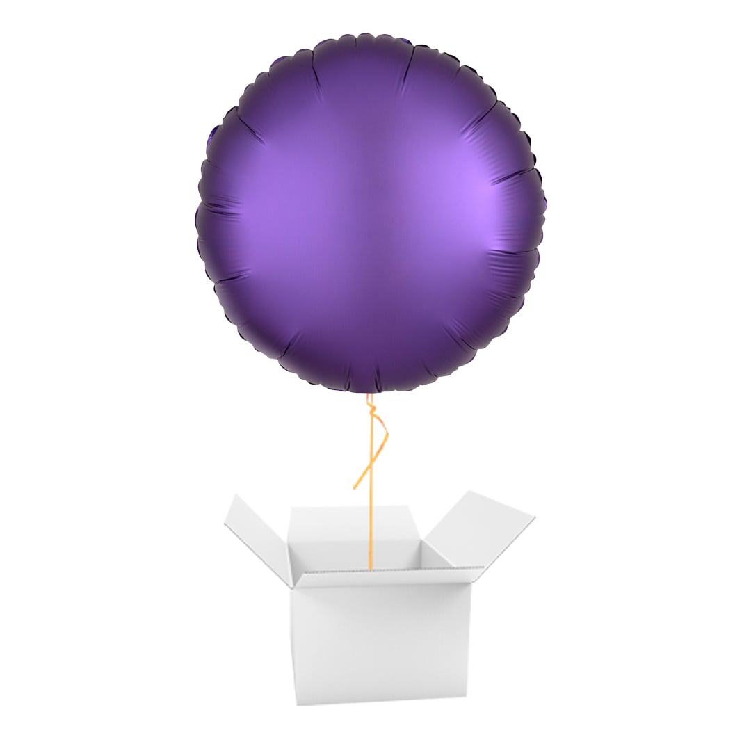 Silk Lustre Purple Round Foil Balloon - Inflated Balloon In A Box