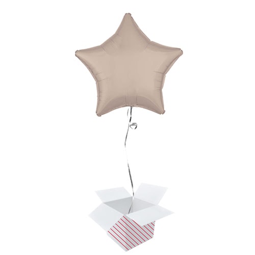 Silk Lustre Taupe Latte Star Shape Foil Helium Balloon - Inflated Balloon in a Box Product Gallery Image