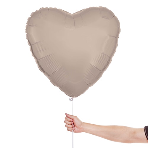 Silk Lustre Taupe Latte Heart Shape Foil Helium Balloon 43cm / 17 in Product Gallery Image