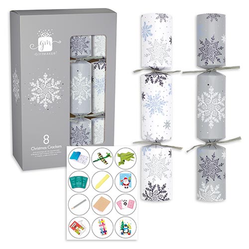 Silver & Blue Snowflakes Christmas Crackers 30cm / 12 in - Pack of 8 Product Image