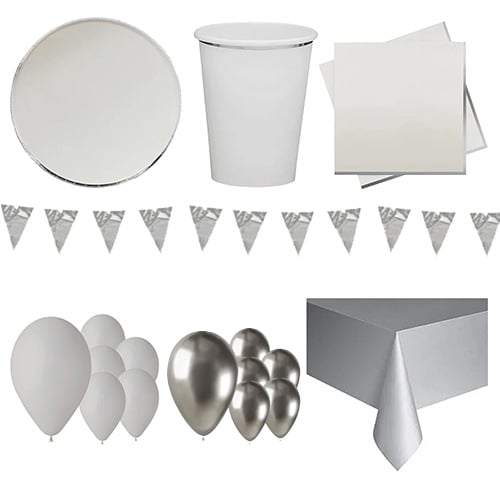 Silver & Grey Ombre 16 Person Deluxe Party Pack