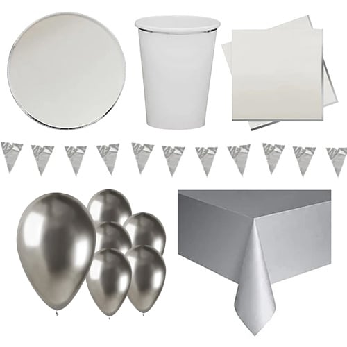 Silver & Grey Ombre 8 Person Deluxe Party Pack