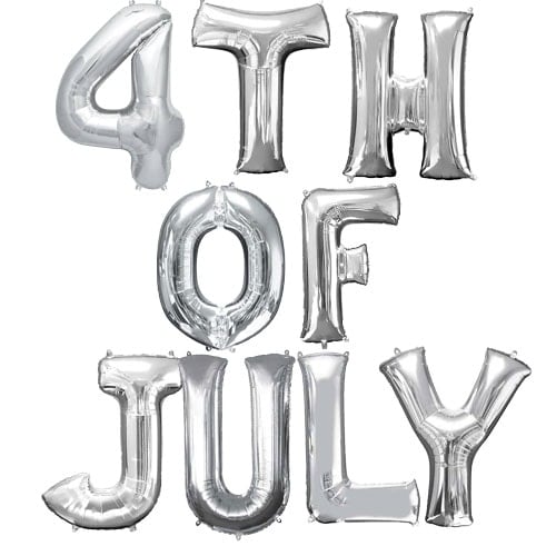 Silver 4th Of July Air Fill Small Foil Balloon Kit 40cm Product Image