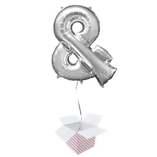 Silver Ampersand Helium Foil Giant Balloon - Inflated Balloon in a Box Product Image