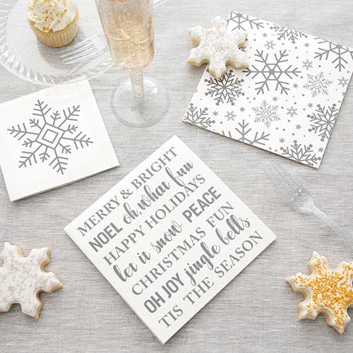 Silver Snowflakes Christmas Luncheon Napkins 33cm 2Ply - Pack of 16 Product Gallery Image