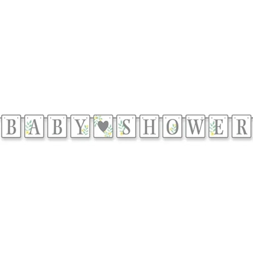 Botanical Baby Shower Silver Foil Cardboard Letter Banner 1.5m Product Image