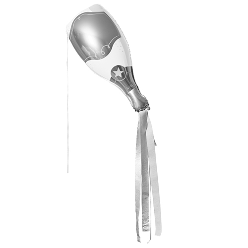 Silver Champagne Bottle with Silver Tassels Helium Foil Balloon