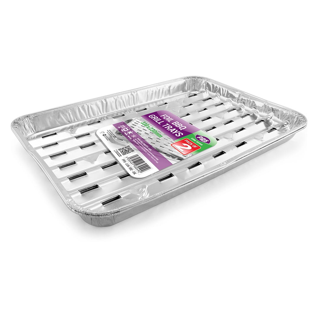 Silver Foil BBQ Grill Trays - Pack of 2