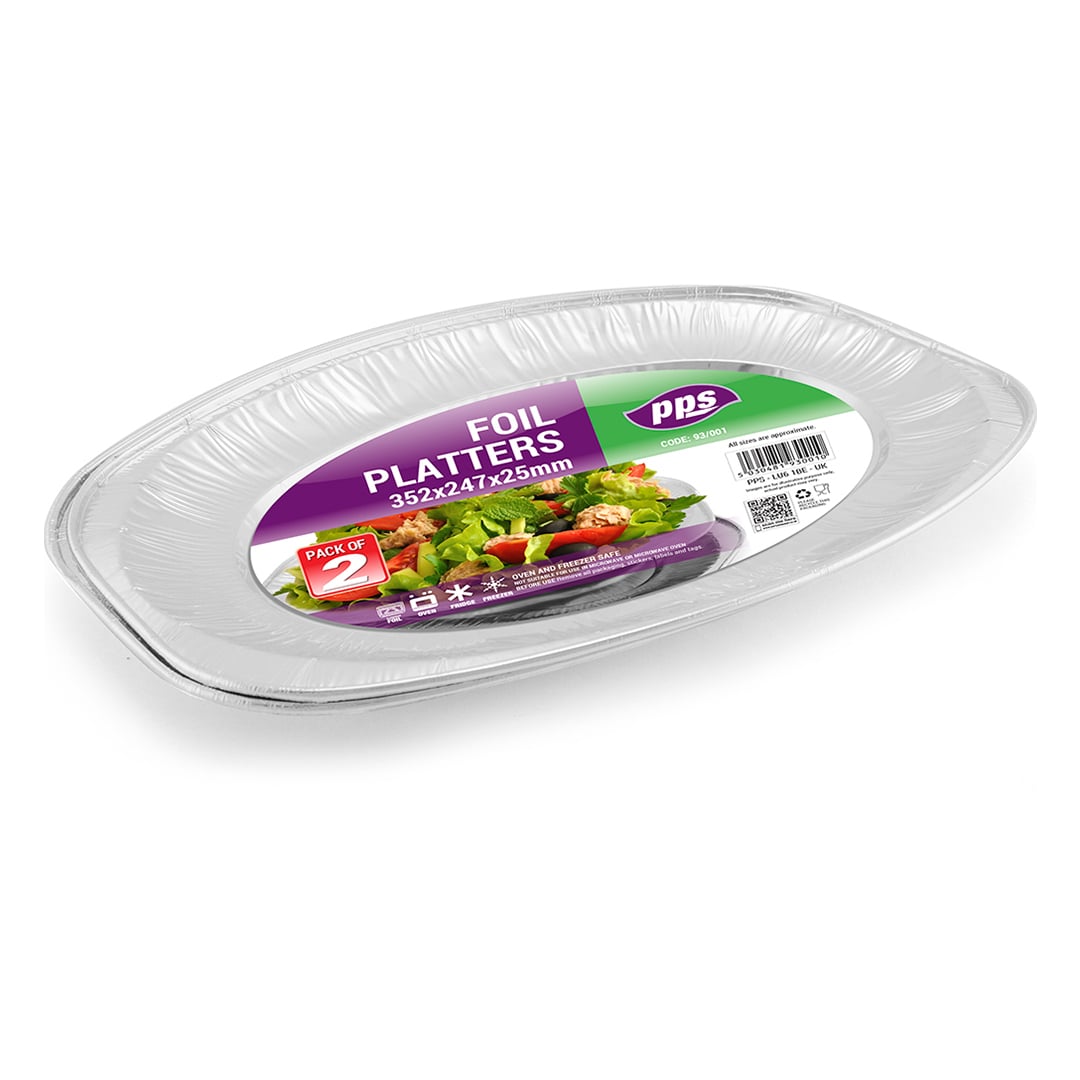 Silver Foil Buffet Platter Serving Tray 35cm -  Pack of 2