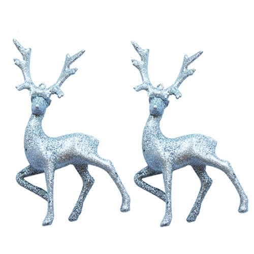 Silver Glitter Christmas Reindeer Hanging Decoration 21.5cm - Pack of 2 Product Image