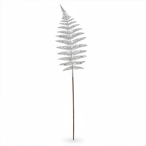 Silver Glitter Fern Leaf Spray Artificial Foliage Decoration 58cm Product Gallery Image