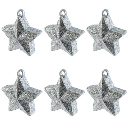 Silver Glitter Star Balloon Weights - Pack of 6 Product Gallery Image