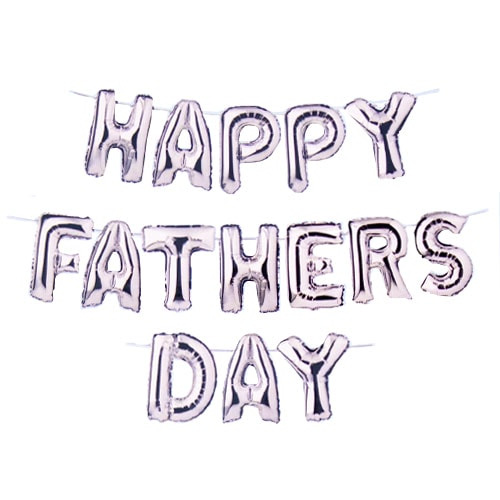 Metallic Silver Happy Fathers Day Spellout Air Fill Foil Balloon Banner Kit Product Gallery Image