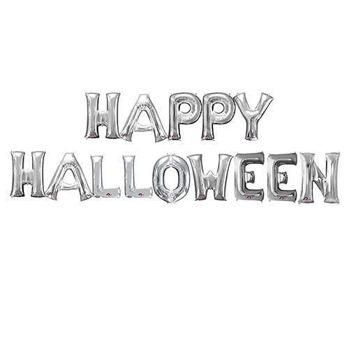 Silver HAPPY HALLOWEEN Small Air Fill Balloon Kit 40cm Product Image