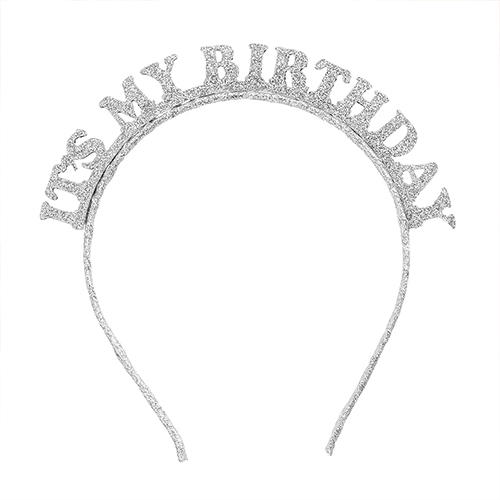 Silver 'It's My Birthday' Glitter Headband