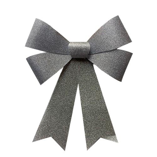 Silver Large Woven Christmas Glitter Bow Decoration 44cm Product Image