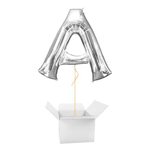 Silver Letter A Helium Foil Giant Balloon - Inflated Balloon in a Box