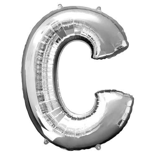 Silver Letter C Helium Foil Giant Balloon 81cm / 32 in Product Image