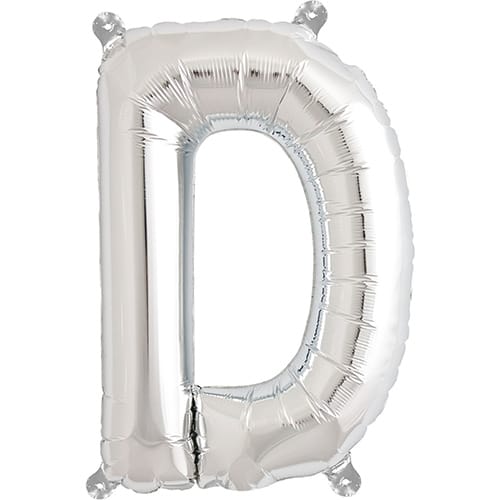 Letter D Silver Air Fill Foil Balloon 40cm / 16 in Product Image