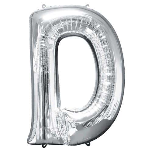 Silver Letter D Helium Foil Giant Balloon 83cm / 33 in Product Image