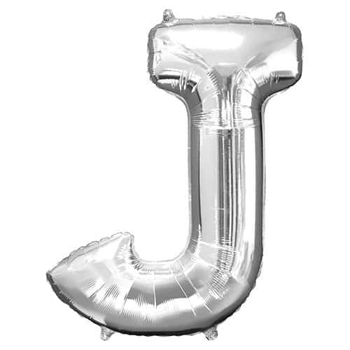Silver Letter J Helium Foil Giant Balloon 83cm / 33 in Product Image