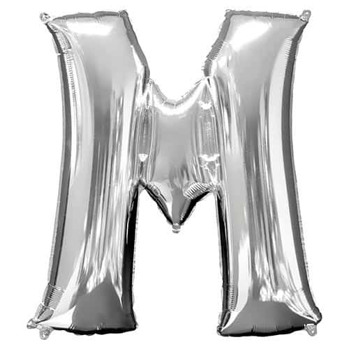 Silver Letter M Helium Foil Giant Balloon 83cm / 33 in Product Image
